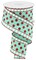 RG Ribbon: 2.5" Glitter Stripes and Polka Dots with Wired Edges, Mint Green, Red, White - 10 Yards For Christmas Wreaths, Bows, Crafts, and Decorations